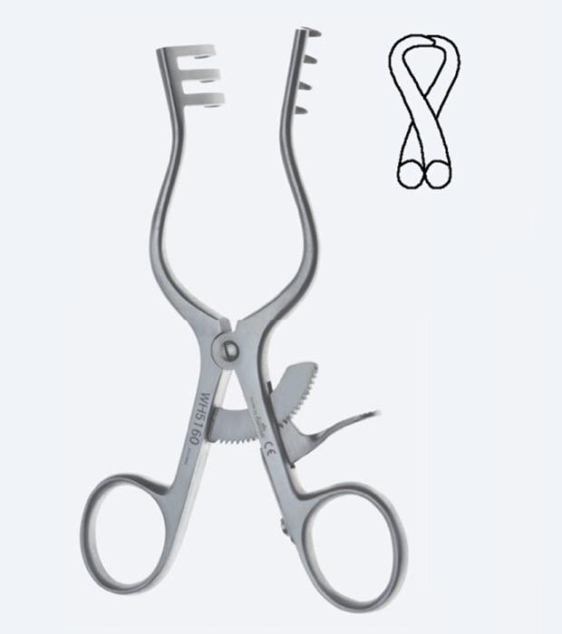 Ретрактори (ранорозширювачі), хірургічні, самоутримуючі, "Weitlaner", напівгосрокінцеві, загальна довжина 135 мм. Бренд - Asanus Medizintechnik Gmb, Німеччина